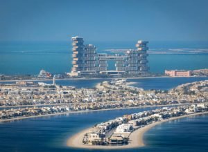 The Atlantis and Atlantis The Royal luxury hotels on the skyline of the Palm Jumeirah on the 2nd of January 2025 in Dubai United Arab Emirates. The Palm Jumeirah is a group of artificial islands created in the Persian Gulf on the coast of Dubai. (photo by Andrew Aitchison / In pictures via Getty Images)