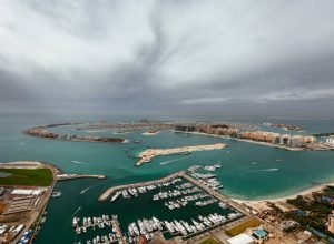 The world's largest man-made island, the Palm Jumeirah, and Atlantis Hotel are seen  on February 8, 2017 in Dubai, United Arab Emirates. Photo by Jumana Jolie for Getty Images